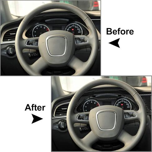 Chcury1 6PCS SCarbon Fiber Dash Board Instrument Panel Panel Trim Cover Dashboard Accessories for Audi A4 2009-2010 For A4L 2009-2012, LHD in Saudi Arabia