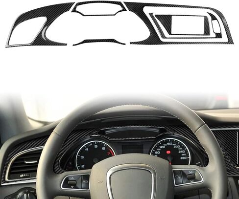 Chcury1 6PCS SCarbon Fiber Dash Board Instrument Panel Panel Trim Cover Dashboard Accessories for Audi A4 2009-2010 For A4L 2009-2012, LHD in Saudi Arabia