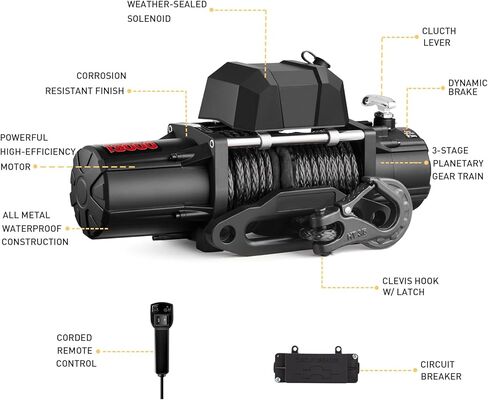 مجموعة ونش كهربائية بسعة 13000 رطل من AOTOWO، حبل صناعي، ونش مقاوم للماء بقدرة 12 فولت لسيارة الجيب، وسيارات الدفع الرباعي، والشاحنة مع جهاز تحكم عن بعد لاسلكي وجهاز تحكم عن بعد معلق in Kuwait
