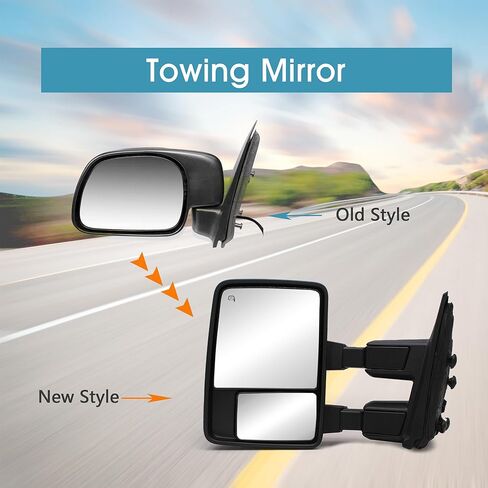 BOOLEE Driver Left Side Towing Mirrors fit for 1999-2007 Ford F250 F350 F450 F550 Super Duty Power Adjusted Heated Amber Turn Signal Light Manual Folding Telescoping Black Tow Mirrors in Saudi Arabia