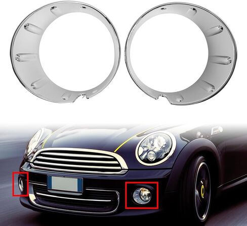 Chcury1 Car Front Fog Lamp Bezel Bumper Frame Light Trim Ring Cover Guard 1 Pair For BMW For MINI COOPER R56 R55 R57 R58 R59 11-2013 ABS Chrome in Saudi Arabia