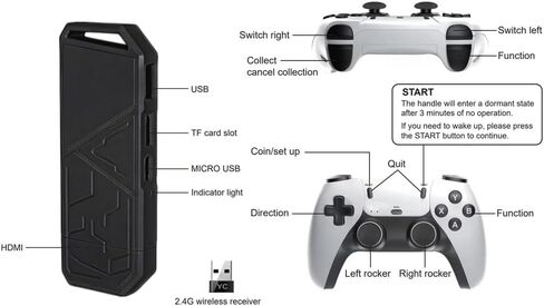 وحدة تحكم ألعاب ريترو، 64 جيجا، عصا ألعاب فيديو التوصيل والتشغيل، توصيل HDMI للتلفزيون، هدية للأصدقاء (64 جيجا) in Kuwait
