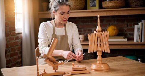 Antique Vintage Wooden Yarn Winder for Knitting and Crocheting Wool Yarn String and Fiber Ball Winder by Sunrise Wood Store (Rose Wood Swift) in Kuwait