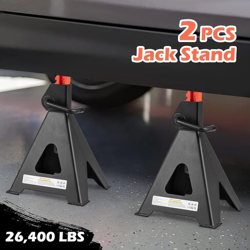 Goplus Jack Stands 12 طن، 2 حزمة 26,400 رطل حامل جاك مع ارتفاع رفع قابل للتعديل 19 بوصة - 29.5 بوصة، قفل المقبض، حامل مقبس السيارة شديد التحمل لسيارات الدفع الرباعي، سيدان، بيك اب، UTV in Saudi Arabia