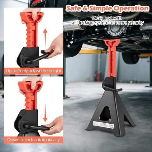 Goplus Jack Stands 12 طن، 2 حزمة 26,400 رطل حامل جاك مع ارتفاع رفع قابل للتعديل 19 بوصة - 29.5 بوصة، قفل المقبض، حامل مقبس السيارة شديد التحمل لسيارات الدفع الرباعي، سيدان، بيك اب، UTV in Saudi Arabia