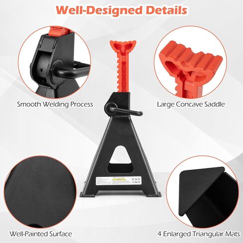 Goplus Jack Stands 12 طن، 2 حزمة 26,400 رطل حامل جاك مع ارتفاع رفع قابل للتعديل 19 بوصة - 29.5 بوصة، قفل المقبض، حامل مقبس السيارة شديد التحمل لسيارات الدفع الرباعي، سيدان، بيك اب، UTV in Saudi Arabia