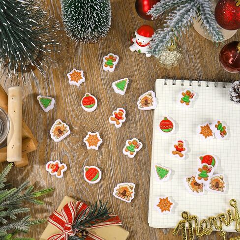 120 Pcs Christmas Mini Erasers Gingerbread Man Snowflake Xmas Tree Eraser for Kids Party Classroom Stationery Supplies in Saudi Arabia