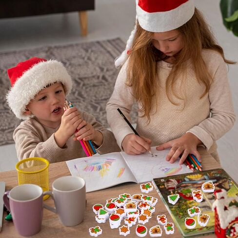 120 Pcs Christmas Mini Erasers Gingerbread Man Snowflake Xmas Tree Eraser for Kids Party Classroom Stationery Supplies in Saudi Arabia