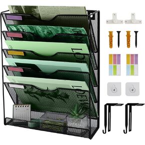 منظم ملفات شبكي للتعليق من 10 طبقات، منظم ملفات جداري عمودي، حامل ملفات جداري للمكتب والمدرسة والمنزل، أسود in Kuwait