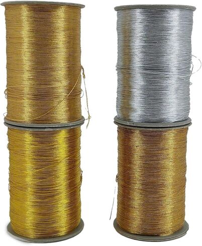 Zari Metallic Threads 0.1 MM (1 Roll) Silver Color for Aari Work Sewing Embroidery Garment Needlework Crafts in Saudi Arabia