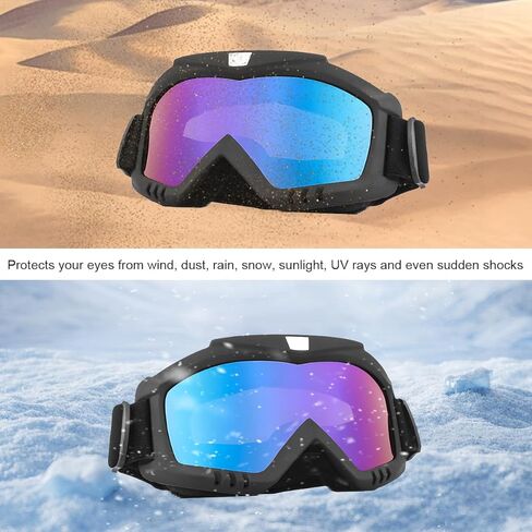 قطعتان من نظارات الدراجة الترابية، نظارات سباق مقاومة للرياح ونظارات للدراجات النارية مضادة للغبار، نظارات ركوب الخيل والتزلج مقاومة للخدش (رمادي + ملون) in Kuwait