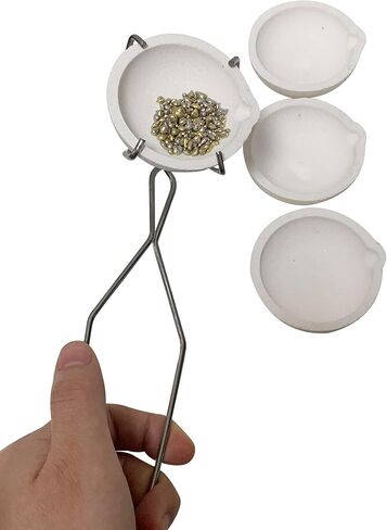2.76" 4PCS 150g Ceramic Crucible Bowl Dish Cup with Clip Tongs Handle 2A with Pure 20g Borax for Jewelry Gold Silver Brass Casting Refining Quartz Tool in Saudi Arabia