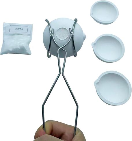 2.76" 4PCS 150g Ceramic Crucible Bowl Dish Cup with Clip Tongs Handle 2A with Pure 20g Borax for Jewelry Gold Silver Brass Casting Refining Quartz Tool in Saudi Arabia