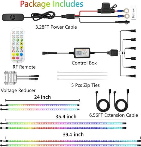 6 قطع RGB+IC شريط إضاءة لعربة الجولف مع أضواء مظلة السقف، ضوء مطاردة لون الأحلام 12 فولت - 80 فولت لسيارة نادي EZGO Yamaha Club، التحكم عن بعد والتطبيق، متضمن مخفض الجهد الكهربي in Kuwait