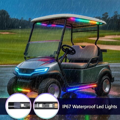 6 قطع RGB+IC شريط إضاءة لعربة الجولف مع أضواء مظلة السقف، ضوء مطاردة لون الأحلام 12 فولت - 80 فولت لسيارة نادي EZGO Yamaha Club، التحكم عن بعد والتطبيق، متضمن مخفض الجهد الكهربي in Kuwait