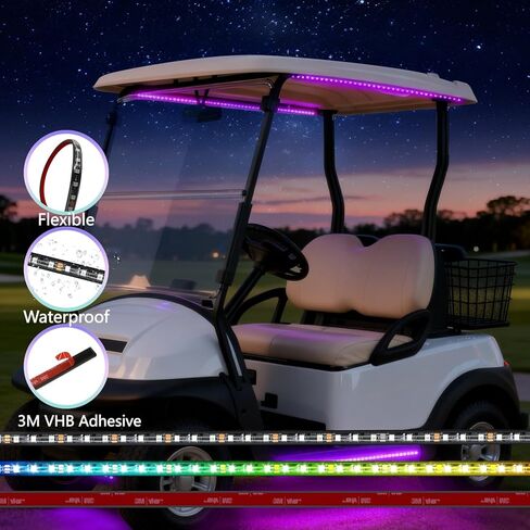 6 قطع RGB+IC شريط إضاءة لعربة الجولف مع أضواء مظلة السقف، ضوء مطاردة لون الأحلام 12 فولت - 80 فولت لسيارة نادي EZGO Yamaha Club، التحكم عن بعد والتطبيق، متضمن مخفض الجهد الكهربي in Kuwait