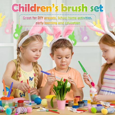 Paint Brushes, Anezus 20 pcs Kids Paint Brushes Large Toddler Paint Brushes for Washable Paint Acrylic Paint in Kuwait