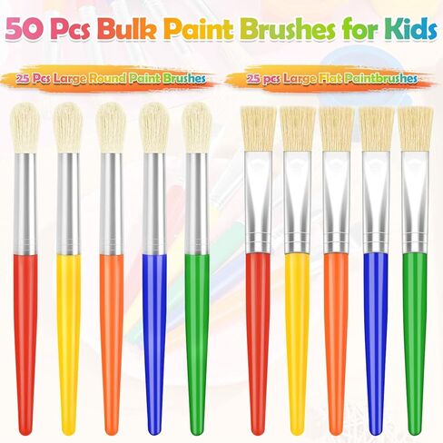 Paint Brushes, Anezus 20 pcs Kids Paint Brushes Large Toddler Paint Brushes for Washable Paint Acrylic Paint in Kuwait