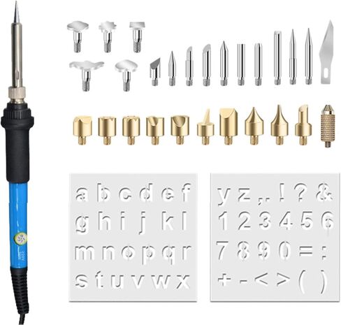 Professional Wood Burning Kit, Pyrography Set with Adjustable Temperature Wood Burning Pen and 27 Iron Tips for Wood Art Projects Complete Set (Blue) in Saudi Arabia