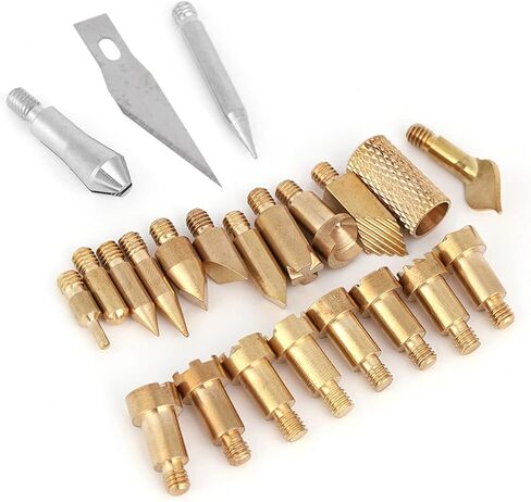 23PCS Craft Wood Burning Pen Tips Stencil Soldering Pyrography with 23 Brass Tips, Metal, for Woodworking, Leather, Cork in Saudi Arabia