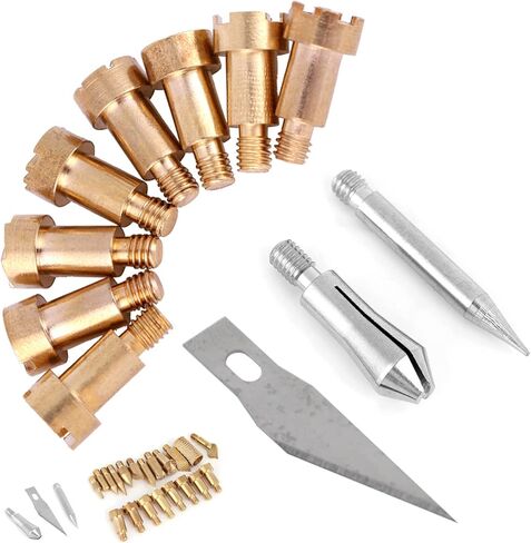 23PCS Craft Wood Burning Pen Tips Stencil Soldering Pyrography with 23 Brass Tips, Metal, for Woodworking, Leather, Cork in Saudi Arabia