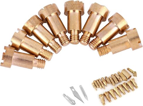 23PCS Craft Wood Burning Pen Tips Stencil Soldering Pyrography with 23 Brass Tips, Metal, for Woodworking, Leather, Cork in Saudi Arabia