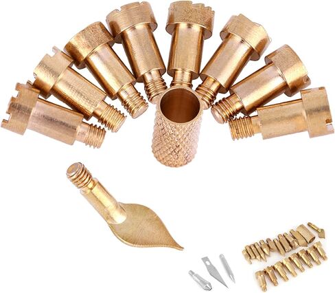 23PCS Craft Wood Burning Pen Tips Stencil Soldering Pyrography with 23 Brass Tips, Metal, for Woodworking, Leather, Cork in Saudi Arabia