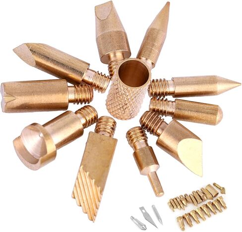 23PCS Craft Wood Burning Pen Tips Stencil Soldering Pyrography with 23 Brass Tips, Metal, for Woodworking, Leather, Cork in Saudi Arabia