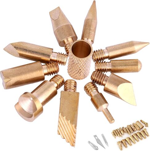 23PCS Craft Wood Burning Pen Tips Stencil Soldering Pyrography with 23 Brass Tips, Metal, for Woodworking, Leather, Cork in Saudi Arabia