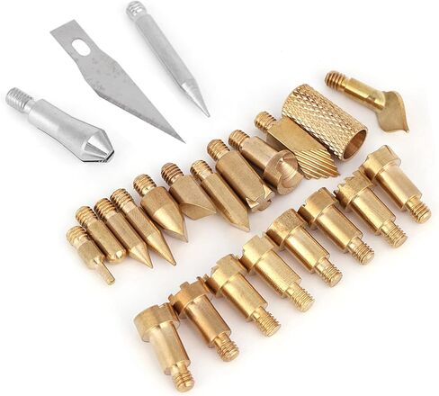 23PCS Craft Wood Burning Pen Tips Stencil Soldering Pyrography with 23 Brass Tips, Metal, for Woodworking, Leather, Cork in Saudi Arabia