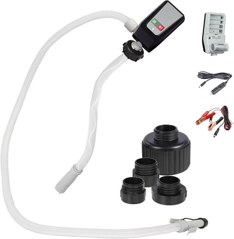 Humberto Fuel Transfer Pump, Auto-Stop Gas Transfer Pump, 3.2GPM, AA Battery/12V DC 3 Power Modes, 4 Adapters for Most Gas Cans, Extra Long Hose, Portable Gas Pump for Gasoline, Diesel, Oil, etc. in Saudi Arabia