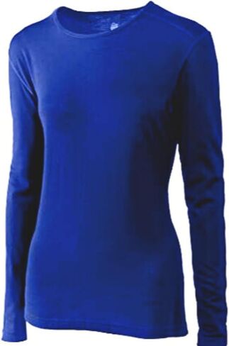 100% Australian Merino Wool Women's Long Sleeve Top |Crew Neck Shirt | Lightweight | Moisture Wicking | Base Layer (Navy, Large) in Saudi Arabia
