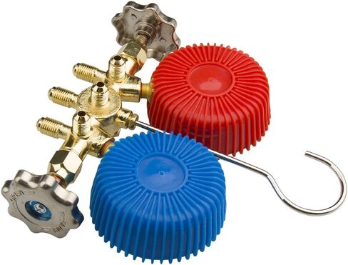 Biltek HVAC R12 R22 R502 A/C Diagnostic Manifold Gauge Kit w/Quick Coupler High/Low, Black (NPTC-560G-134-1L) in Saudi Arabia