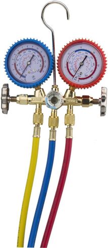 Biltek HVAC R12 R22 R502 A/C Diagnostic Manifold Gauge Kit w/Quick Coupler High/Low, Black (NPTC-560G-134-1L) in Saudi Arabia