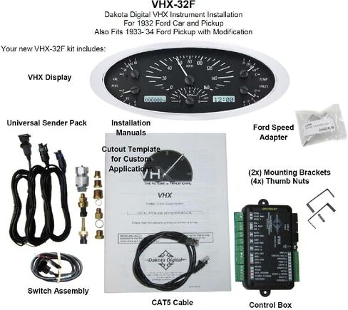 Dakota Digital 32 Car Analog Dash Gauges System Silver Alloy / Blue VHX-32F-S-B in Saudi Arabia