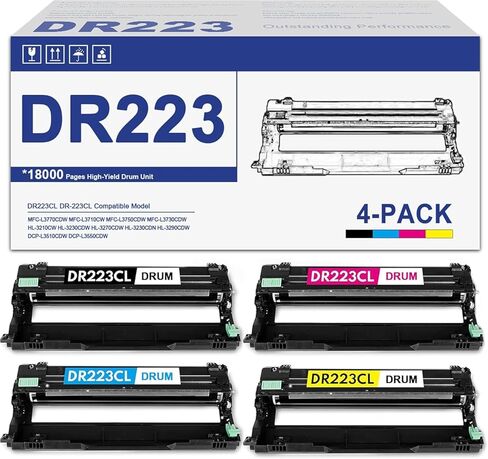 4 Pack DR223 BK/C/M/Y Drum Unit Compatible DR223CL Drum Unit Set Replacement for Brother DR-223CL DR223 for MFC-L3770CDW MFC-L3750CDW MFC-L3710CW HL-L3290CDW HL-3230CDW Printer (Not Include Toner) in Saudi Arabia