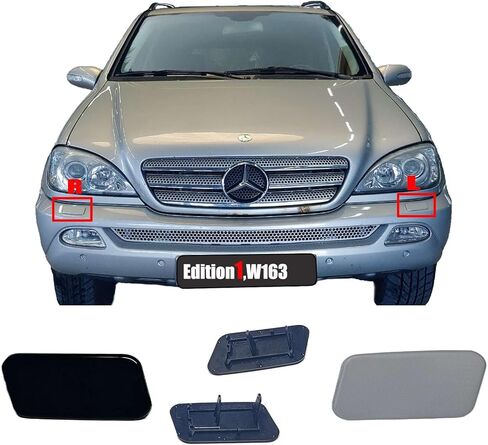 غطاء غسالة المصباح الأمامي لـ 98-04 Mercedes Benz ML W163 X163 AMG-Line Fit 270 320 350 400 430 500 55AMG CDI SUV 1998 1999 2000 2001 2002 2003 2004 تنظيف فوهة رش المصابيح الأمامية in Kuwait