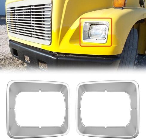 Headlight Bezel Painted with Defrost Compatible with Freightliner 95-05 FL50, 91-04 FL60, 91-05 FL70, 91-05 FL80, and 94-03 FL106, OE Replace 06-20017-000 (A Pair) in Saudi Arabia