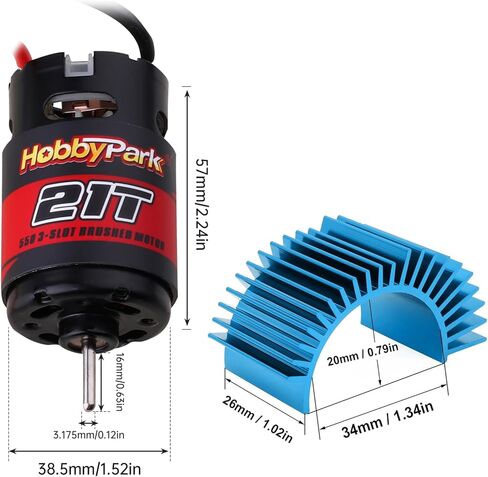 HobbyPark 35T Motor 550 Brushed Electric Engine w/Heatsink for 1/10 RC Crawler Cars Traxxas TRX4 TRX6 Axial SCX10 Redcat Gen7 Gen8 RC4WD in Saudi Arabia