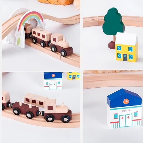 Wooden Train Track Accessories, Train Set, Train Track -Solid Wood -Christmas Tree Train, Thomas Wooden Railway, for Kids, Birthday Gift, Toddler Boys and Girls Over 3 Years Old in Saudi Arabia