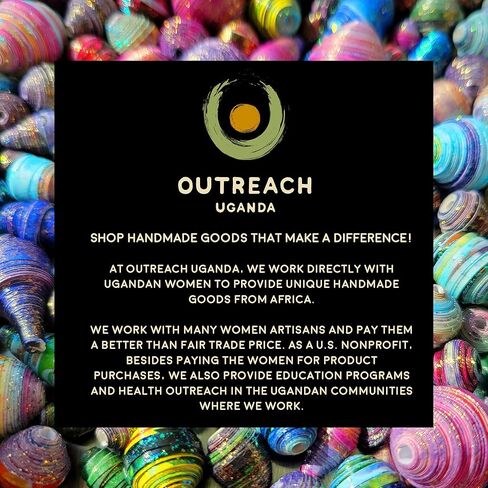 Outreach Uganda خرز ورقي فضي مصنوع يدويًا - تشكيلة خرز ورقية أنيقة معاد تدويرها - خرز أفريقي أصيل - خرز مجوهرات صديق للبيئة (50 قطعة) - لوازم حرفية فريدة in Kuwait