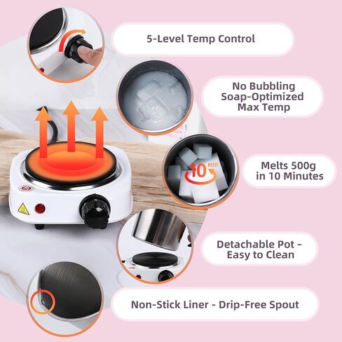 Yosamio Deluxe Soap Making Kit with Exclusive Stamp & Melter–40+Pcs DIY Supplies for Adults, Shea Butter & Clear Bases, Essential Oils, Molds, Dyes & Pot. Full Set for Beginners in Saudi Arabia