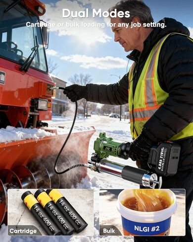 J-KU Electric Grease Gun 12000 PSI: Cordless Grease Gun with 8000 mAh Batteries, 5.6 oz/min, 39.4" Hose & 90° Coupler, LED Light - Effortless Heavy-Duty Tool Kit for Farm,Tractor & Heavy Equipment in Saudi Arabia