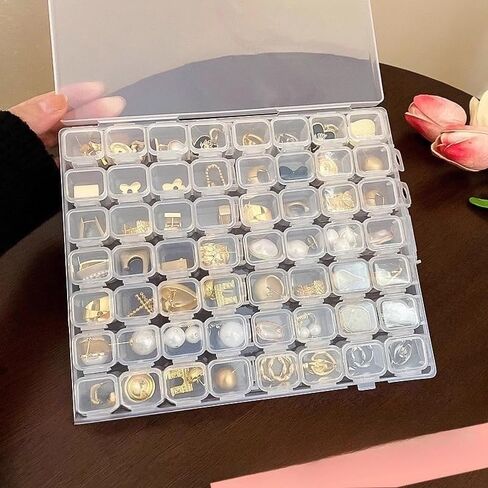 56Grids Adjustable Plastic Jewelry Box Clear DIY Bead Container Transparent Partitioned Storage Boxes in Saudi Arabia