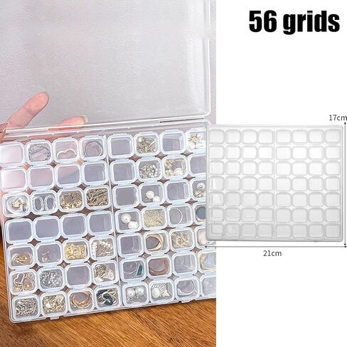 56Grids Adjustable Plastic Jewelry Box Clear DIY Bead Container Transparent Partitioned Storage Boxes in Saudi Arabia