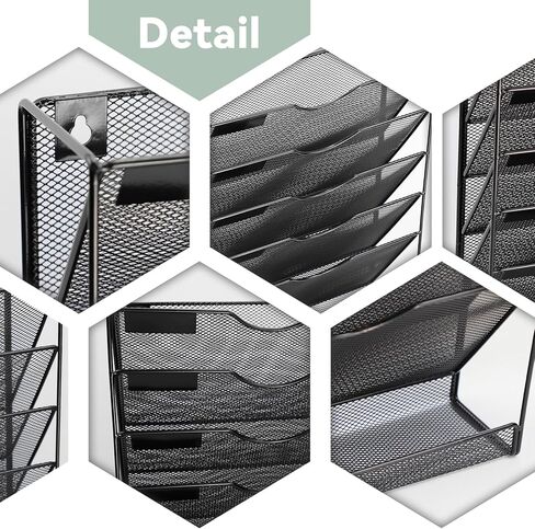 منظم ملفات شبكي للتعليق من 10 طبقات، منظم ملفات جداري عمودي، حامل ملفات جداري للمكتب والمدرسة والمنزل، أسود in Kuwait