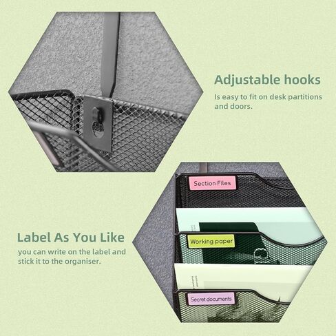 منظم ملفات شبكي للتعليق من 10 طبقات، منظم ملفات جداري عمودي، حامل ملفات جداري للمكتب والمدرسة والمنزل، أسود in Kuwait