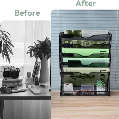 منظم ملفات شبكي للتعليق من 10 طبقات، منظم ملفات جداري عمودي، حامل ملفات جداري للمكتب والمدرسة والمنزل، أسود in Kuwait