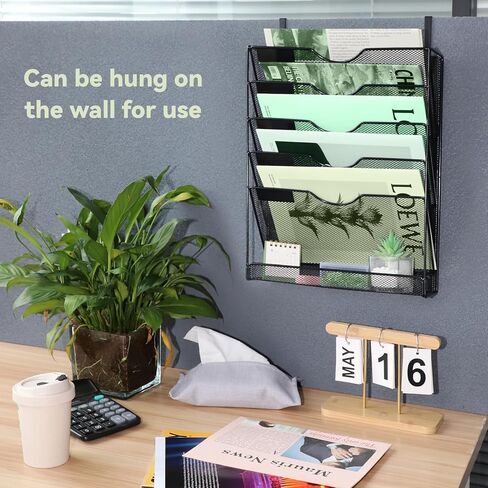 منظم ملفات شبكي للتعليق من 10 طبقات، منظم ملفات جداري عمودي، حامل ملفات جداري للمكتب والمدرسة والمنزل، أسود in Kuwait