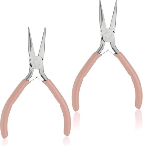 2 Pcs Needle Nose Pliers for Jewelry Making, 4.5 Inch Thin Needle Nose Plier Comfort Grip Small Needles Noses Pliers for Jewelry Handmade Craft Repair Wire Bending Gripping in Saudi Arabia